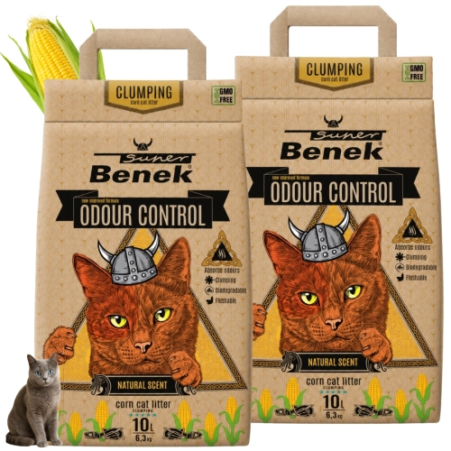 Super Benek Corn Cat Odour Control żwirek kukurydziany zbrylający 2x10L