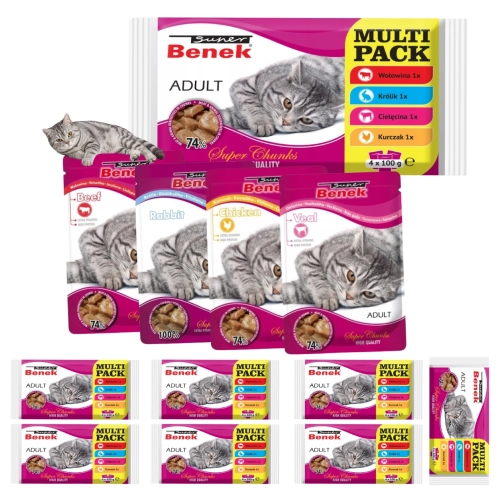 Super Benek Super Chunks Adult mokra karma dla kota saszetki 32x100 g