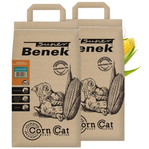 Super Benek Corn Cat Morska Bryza żwirek kukurydziany do kuwety kota 2x14l
