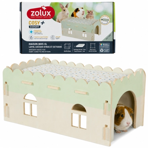 Zolux Cosy domek drewniany dla królika kawii myszoskoczka zielony XXL