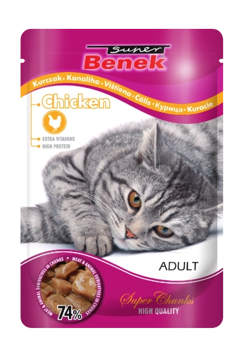 Super Benek Adult kurczak mokra karma dla kota saszetka drobiowa 100 g