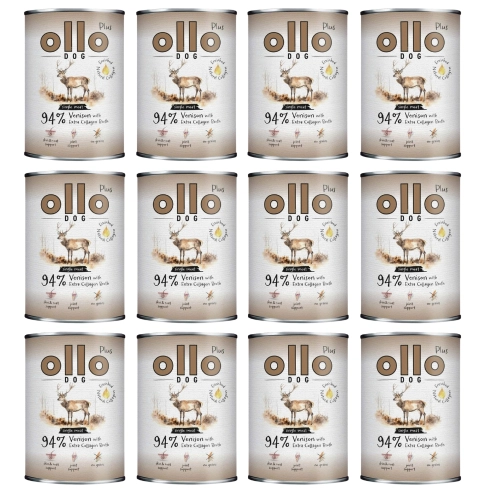 Ollo Plus Dog jeleń kolagen mokra karma dla psa puszki 12x400 g