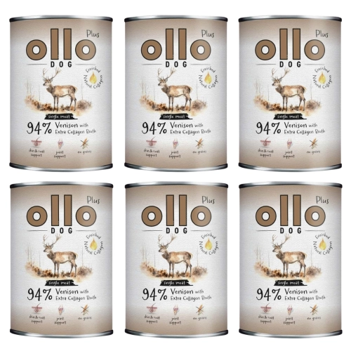 Ollo Plus Dog jeleń kolagen mokra karma dla psa puszki 6x400 g