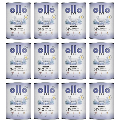 Ollo Plus Dog jagnięcina kolagen mokra karma dla psa mięsna puszki 12x400 g