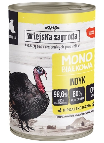 Wiejska Zagroda Monoprotein Indyk dla kociąt 400g