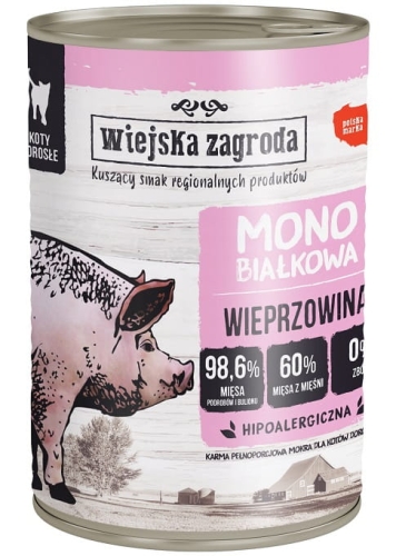 Wiejska Zagroda Kot Monoprotein Wieprzowina 400g