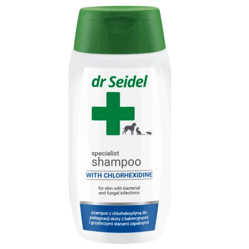 Dr Seidel szampon chlorheksydyna stany zapalne skóry psa kota gryzoni 220 ml