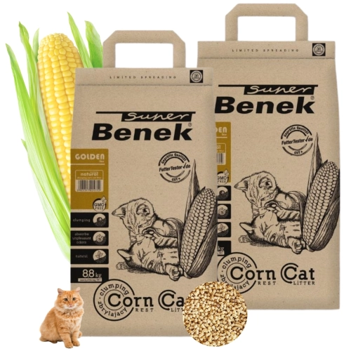 Super Benek Corn Cat Golden żwirek kukurydziany bezzapachowy dla kota 2x14L