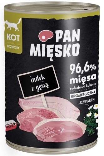 Pan Mięsko dla kota Indyk z gęsią 400g