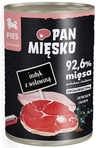 Pan Mięsko Karma mokra dla szczeniąt Indyk z wołowiną 400g