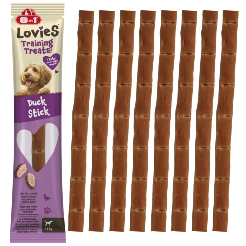 8in1 Lovies pałeczka kaczka przysmak treningowy dla psa 90% mięsa 8x15g