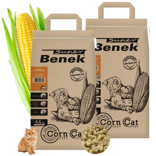 Super Benek Corn Cat Naturalny żwirek kukurydziany zbrylający dla kota 2x7l