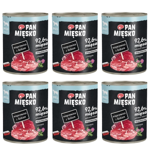 Pan Mięsko wieprzowina z dzikiem karma dla psa bez zbóż czystek 6x 800g