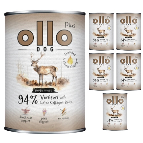 Ollo Plus Kolagen jeleń karma dla psa stawy glukozamina bez zbóż 6x 800g