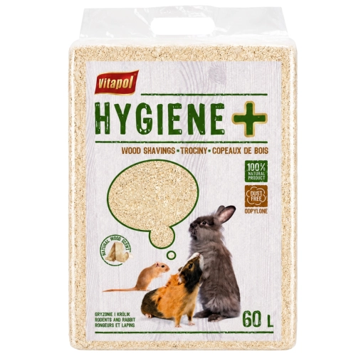 Vitapol Hygiene+ naturalne trociny ściółka dla królika gryzoni odpylone 60l