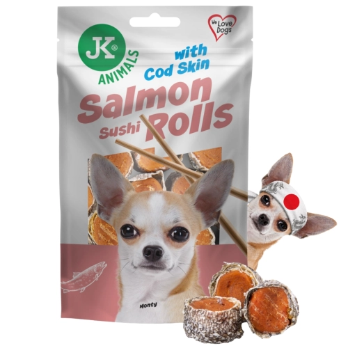 JK Animals Salmon Sushi Rolls z łososiem przysmak dla psa treningowy 80 g