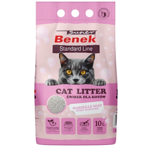 Super Benek Standard żwirek bentonitowy dla kota mydło marsylskie 10L 