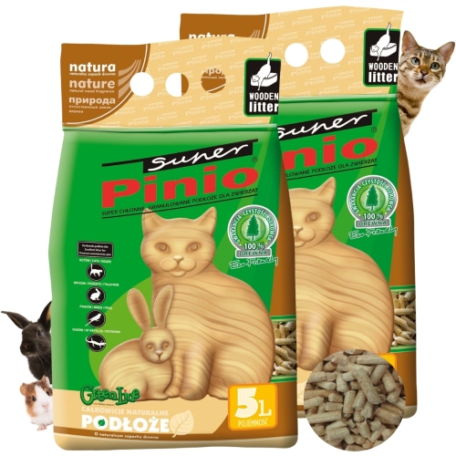 Super Pinio pellet żwirek drewniany dla kota królika gryzoni ptaków 2x 5L