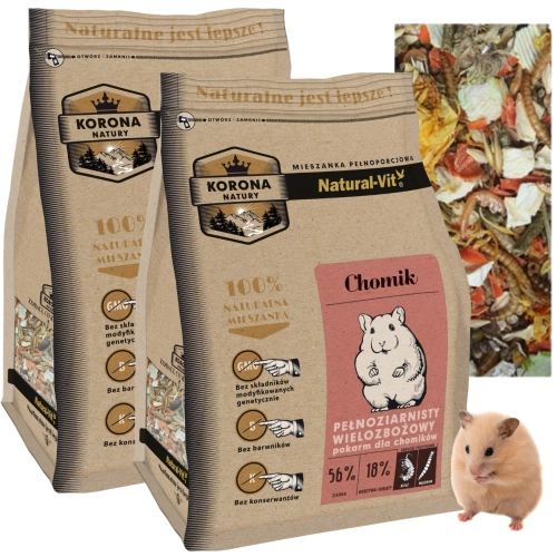 Korona Natury Natural-Vit karma pełnoporcjowa dla chomika z ziołami 2x1,6kg