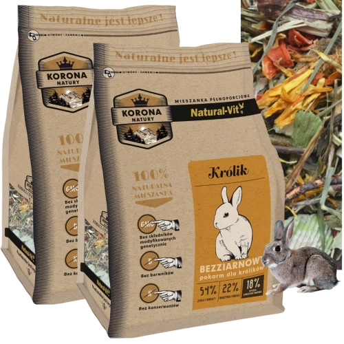 Korona Natury Natural-Vit karma dla królika bez ziaren trawy zioła 2x1,6 kg
