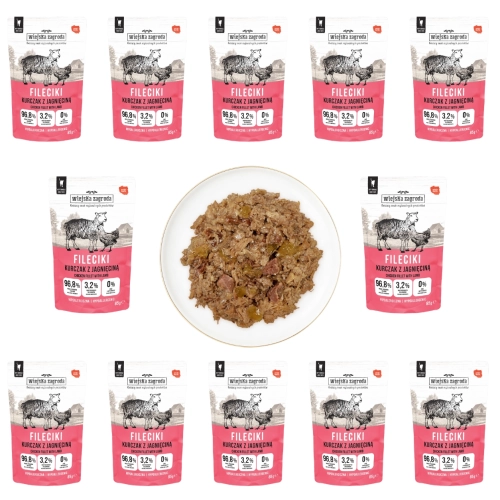 Wiejska Zagroda Fileciki kurczak z jagnięciną karma dla kota sasz. 12x 85 g