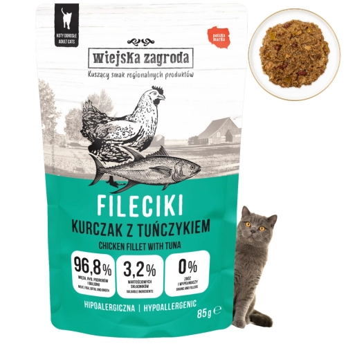 Wiejska Zagroda Fileciki kurczak z tuńczykiem karma dla kota saszetka 85 g