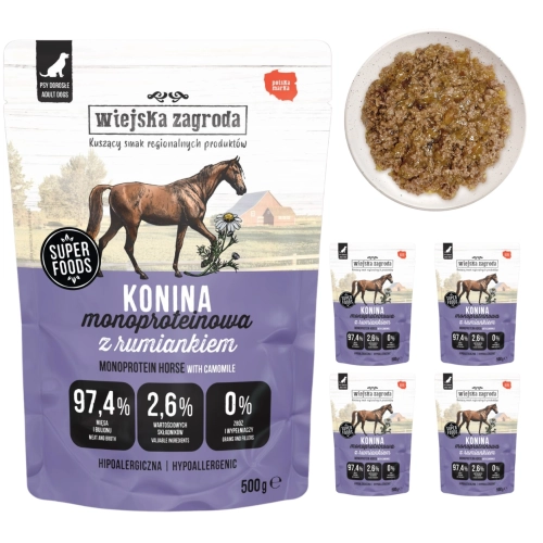 Wiejska Zagroda konina z rumiankiem monoproteinowa dla psa 5x 500g