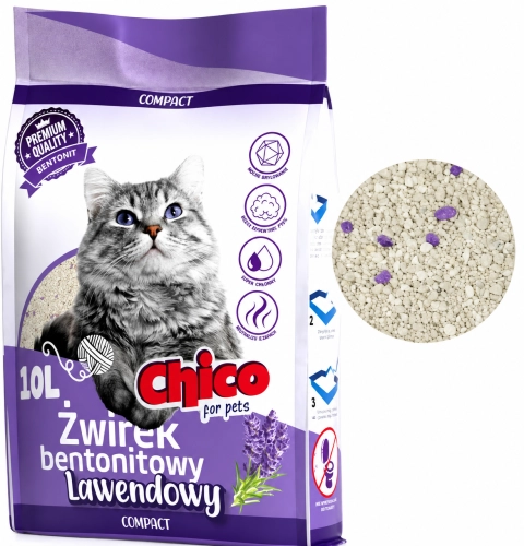 Chico Compact żwirek lawendowy bentonitowy zbrylający dla kota 10L
