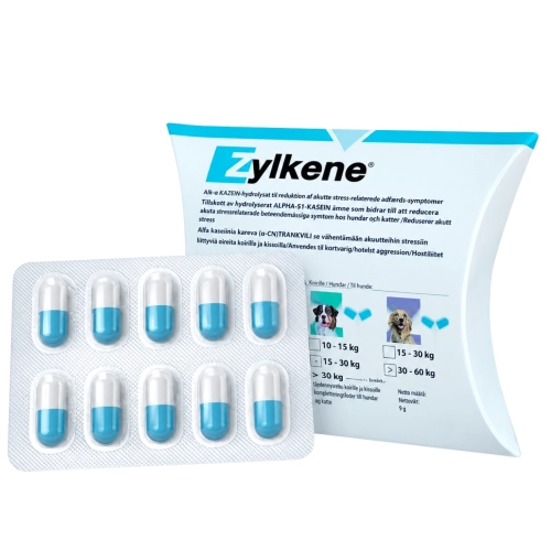 Vetoquinol Zylkene 75 mg na stres lęk uspokojenie dla psa i kota do 10kg 10 kapsułek