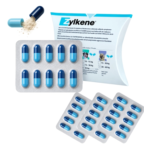 Vetoquinol Zylkene 450mg na stres lęk uspokojenie dla psa 15-60kg 30 kaps.