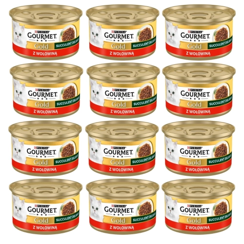 Purina Gourmet Gold Succulent z wołowiną 12 x 85g