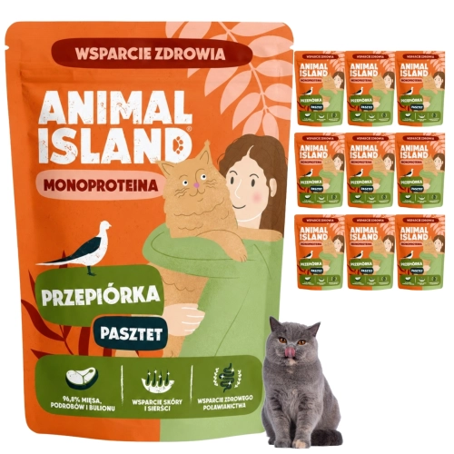 Animal Island przepiórka karma mokra monoproteinowa dla kota 10x 100g