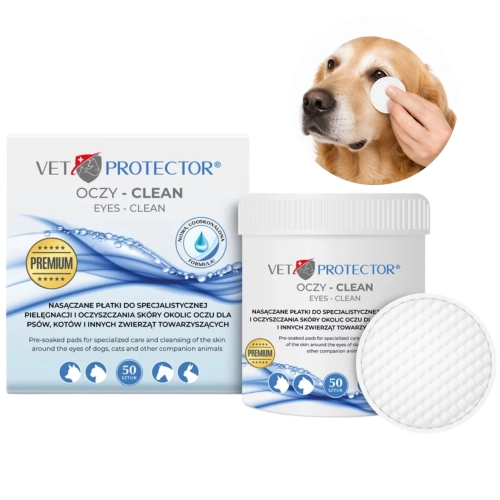 Vet Protector Oczy Clean płatki higieniczne do oczu psa i kota 50 sztuk