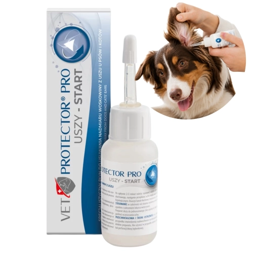 Vet Protector Pro Uszy Start płyn do czyszczenia higieny uszu psa kota 30ml