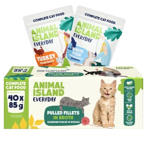 Animal Island Everyday indyk biała ryba fileciki w rosole dla kota 40x85 g