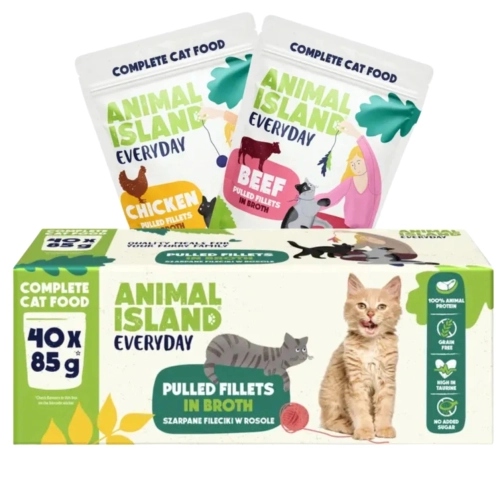 Animal Island Everyday kurczak wołowina fileciki w rosole dla kota 40x85 g