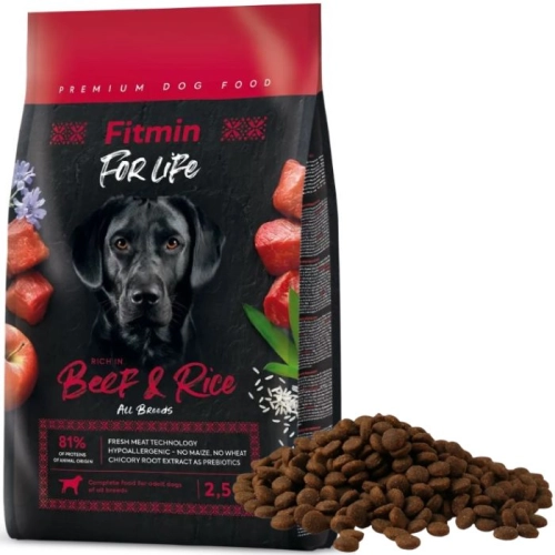 Fitmin Dog For Life Beef&Rice Sucha karma dla psa Wołowina z Ryżem 2,5kg
