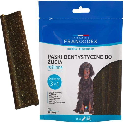 Francodex paski do żucia M dla psa na kamień osad i zapach 15 szt