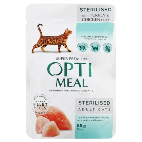 Optimeal Sterilised indyk kurczak karma mokra dla kota sterylizowanego 85 g