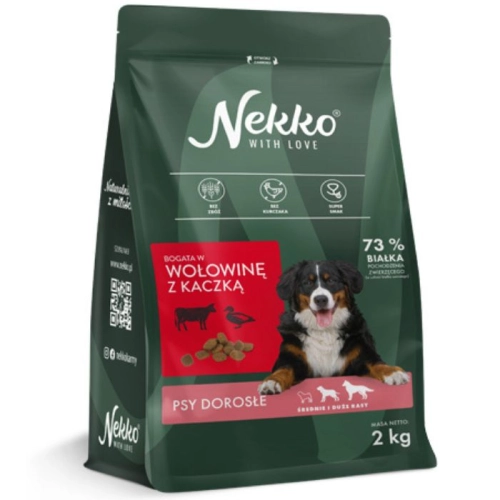 Nekko GF Adult wołowina kaczka karma sucha dla psa bez kurczaka i zbóż 2 kg