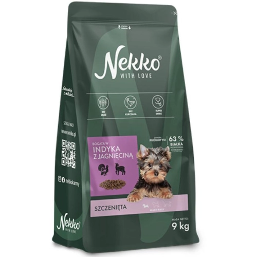 Nekko Puppy indyk jagnięcina karma dla szczeniąt małych ras bez zbóż 9 kg