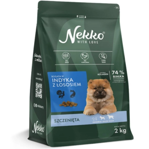 Nekko Puppy indyk łosoś karma sucha dla szczeniąt średnich dużych ras 2 kg