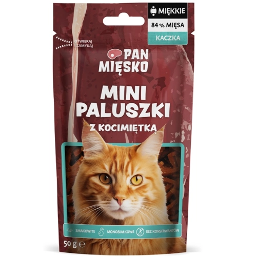 Pan Mięsko Przysmak dla kota Mini paluszki Kaczka z kocimiętką 50g