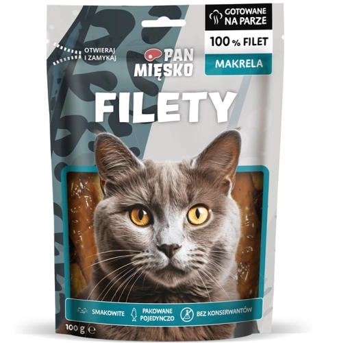 Pan Mięsko filety z makreli 100% przysmak dla kota gotowany na parze 100 g