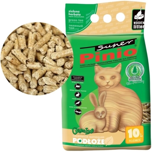 Super Pinio Zielona Herbata żwirek pellet drewniany chłonny dla kota 10 l