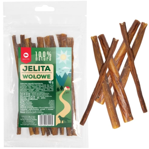 Maced 100% Natura jelita wołowe suszony przysmak gryzak dla psa 40 g