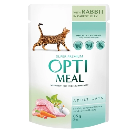 OptiMeal Karma mokra dla kota Królik Marchew w galarecie saszetka 85g
