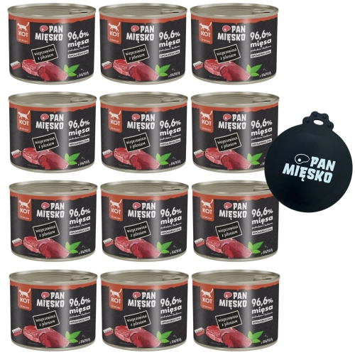 Pan Mięsko wieprzowina z jeleniem karma dla kota bez zbóż tauryna 12x 200g
