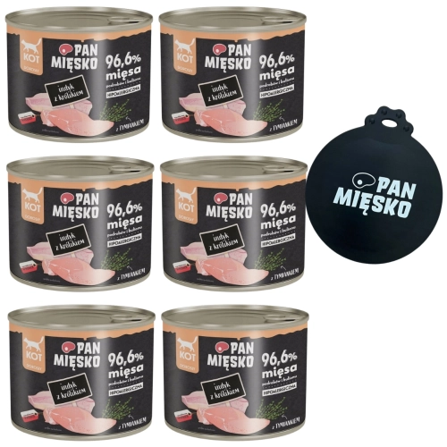 Pan Mięsko indyk z królikiem karma mokra dla kota bez zbóż 6x 200g +Wieczko