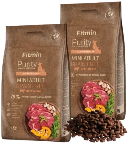 Fitmin Purity GF Adult Mini Beef wołowina sucha karma dla małych ras 2x 4kg